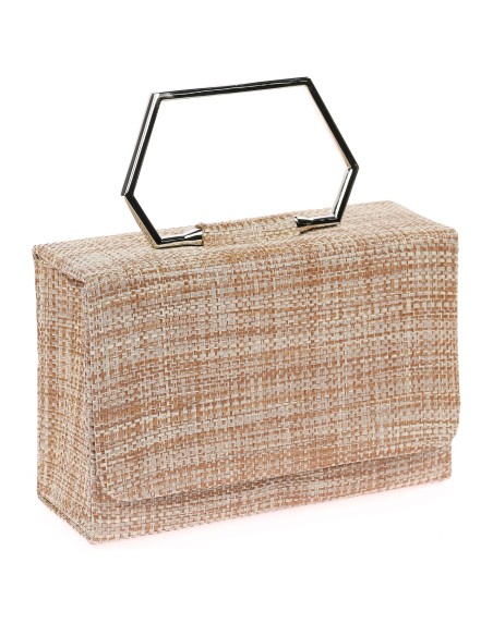 Bolso clutch de fiesta rafia marron-claro
