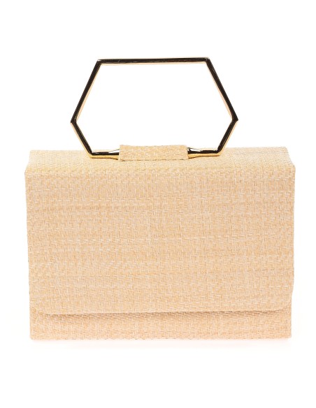 Bolso clutch de fiesta rafia beige