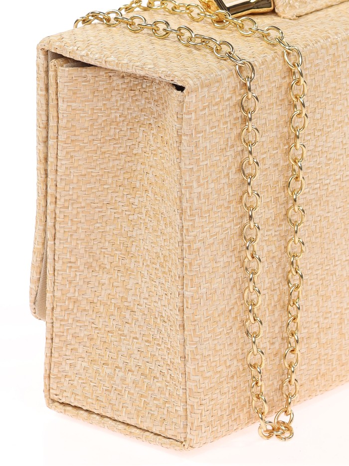 Bolso clutch de fiesta rafia beige