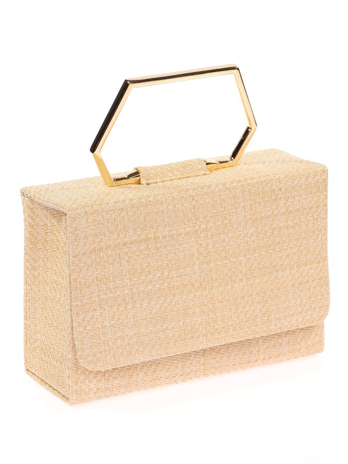 Bolso clutch de fiesta rafia beige