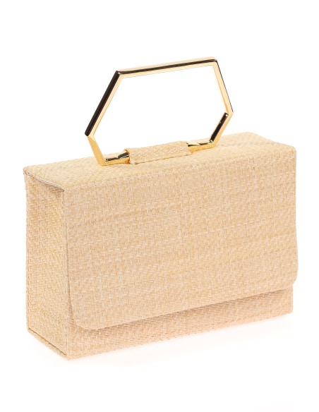 Bolso clutch de fiesta rafia beige