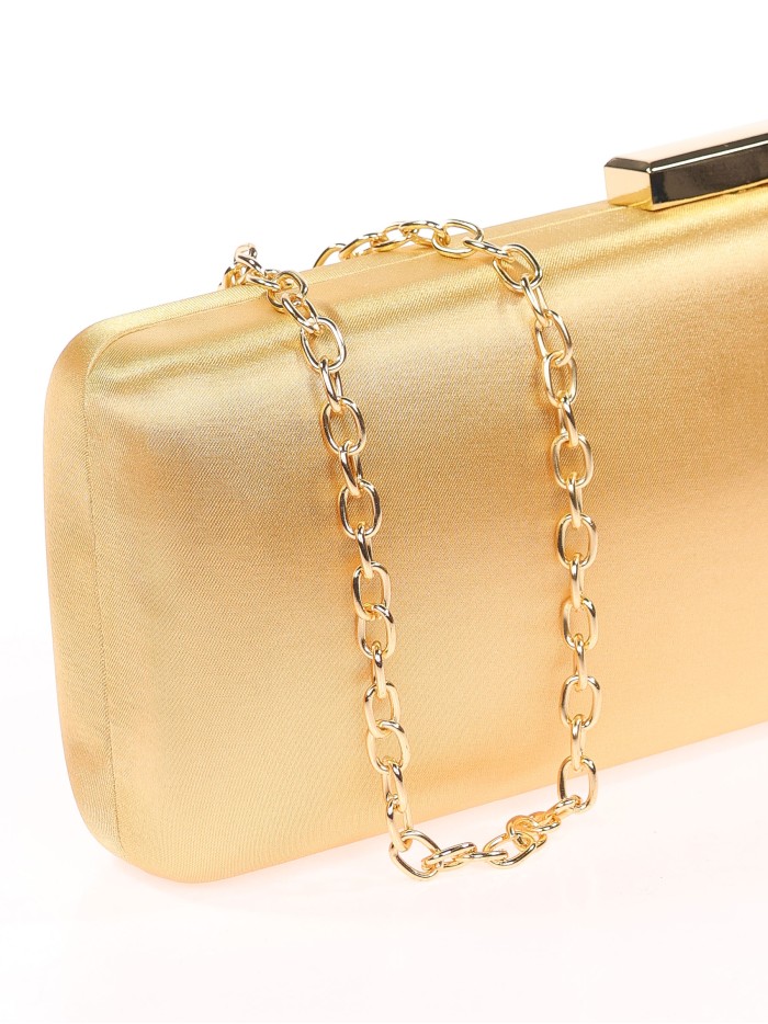 Bolso clutch de fiesta flecos pedrería oro