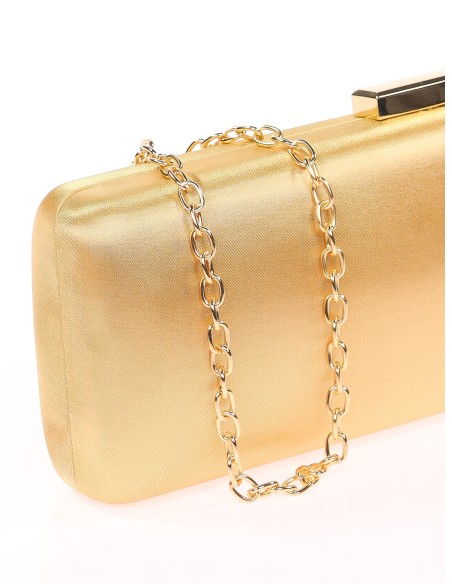 Bolso clutch de fiesta flecos pedrería oro