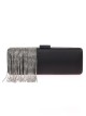 Bolso clutch de fiesta flecos pedrería negro