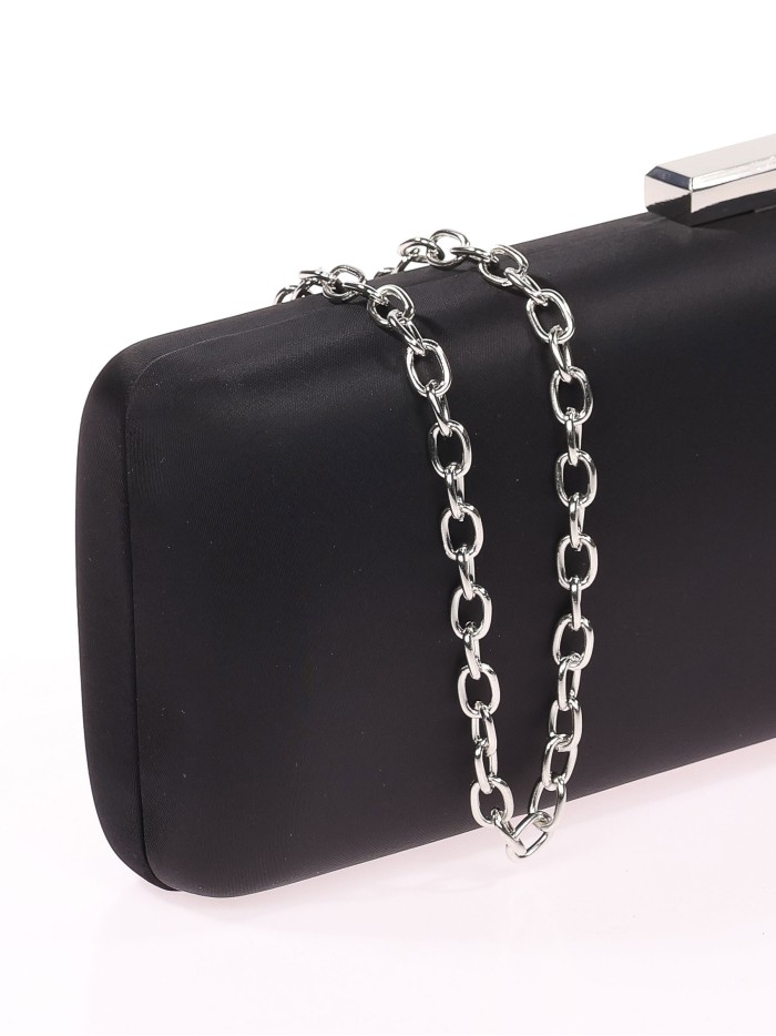 Bolso clutch de fiesta flecos pedrería negro
