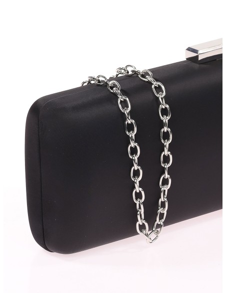 Bolso clutch de fiesta flecos pedrería negro