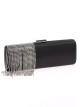 Bolso clutch de fiesta flecos pedrería negro