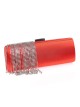 Bolso clutch de fiesta flecos pedrería rojo