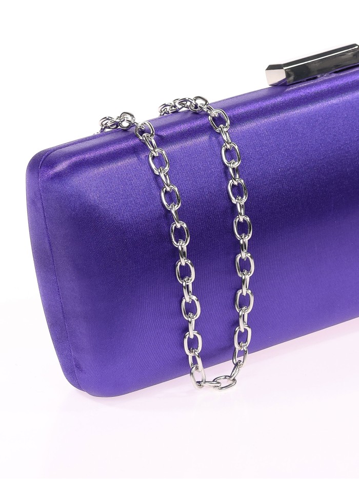 Bolso clutch de fiesta flecos pedrería morado