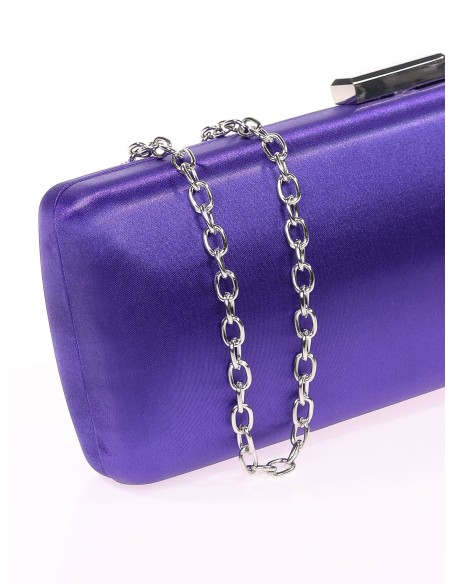 Bolso clutch de fiesta flecos pedrería morado