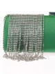 Bolso clutch de fiesta flecos pedrería verde-botella
