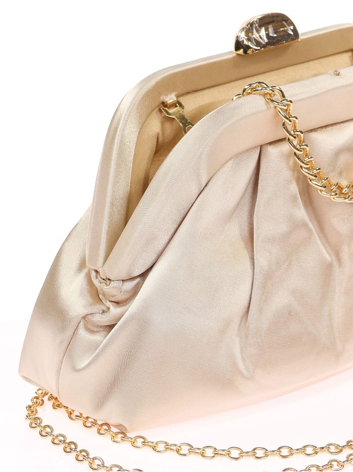 Cartera de fiesta satinado oro-claro