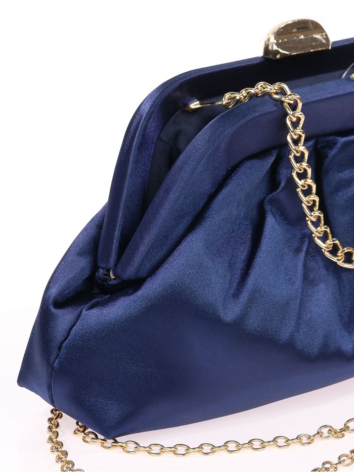 Cartera de fiesta satinado azul-marino