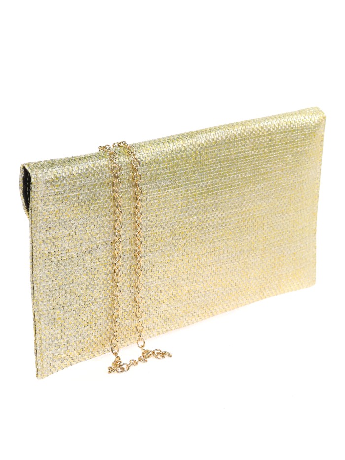 Cartera de fiesta efecto rafia oro-claro