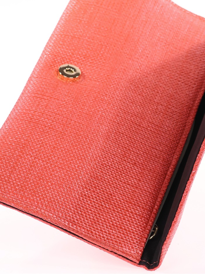 Cartera de fiesta efecto rafia rojo