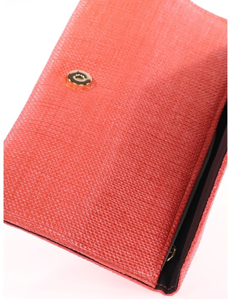 Cartera de fiesta efecto rafia rojo