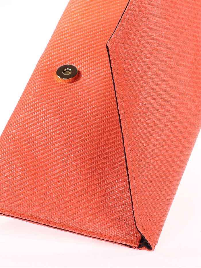 Cartera de fiesta efecto rafia naranja