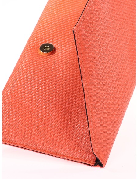 Cartera de fiesta efecto rafia naranja