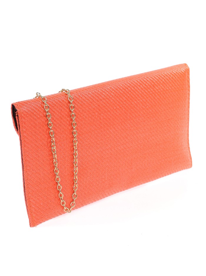Cartera de fiesta efecto rafia naranja