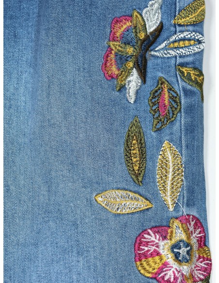 Jeans bordado flores azul (S-XXL)