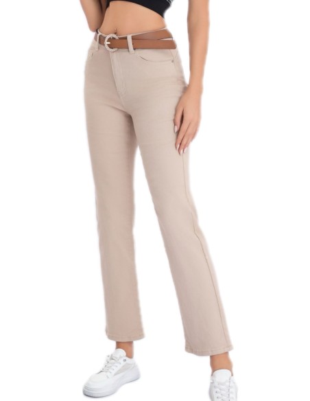 Jeans cinturón beis (36-46)