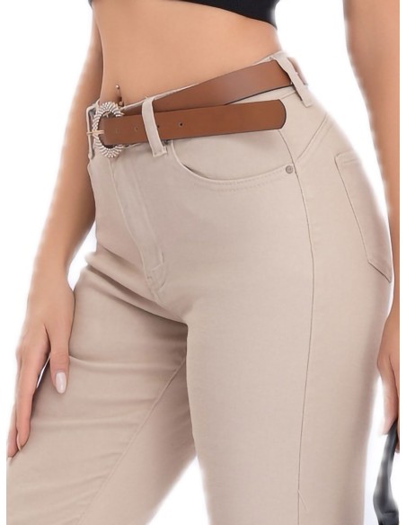 Jeans cinturón beis (36-46)