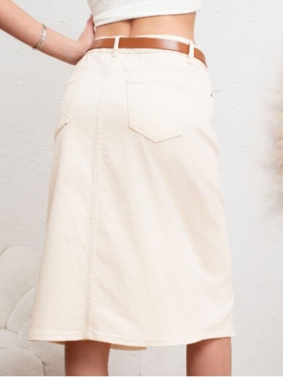 Falda denim midi cinturón beis (36-46) 2