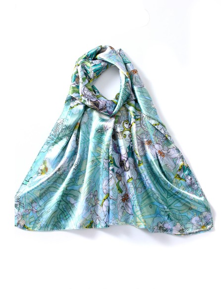 Pañuelo floral efecto seda 70 X 180 CM