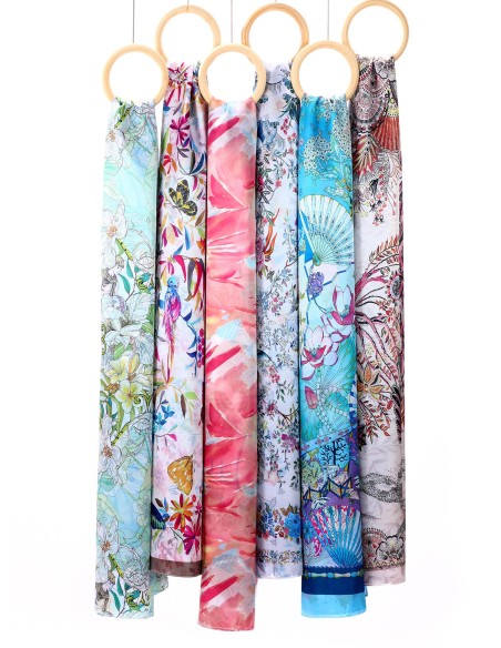 Pañuelo floral efecto seda 70 X 180 CM