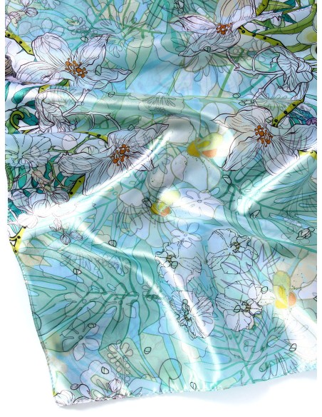 Pañuelo floral efecto seda 70 X 180 CM