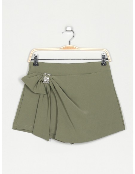 Shorts skirt with bows verde-militar