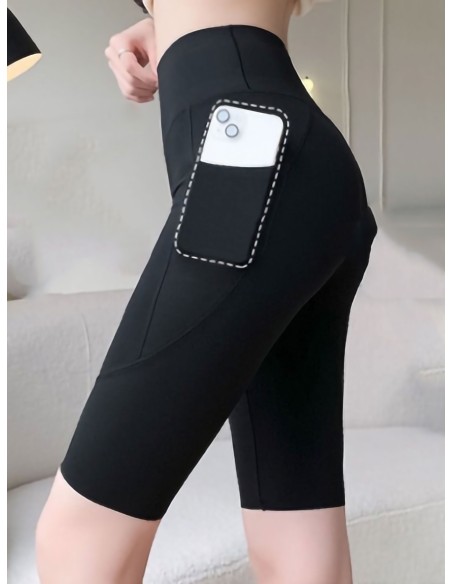 Soft touch biker leggings with pocket black (M/L-XL/XXL)