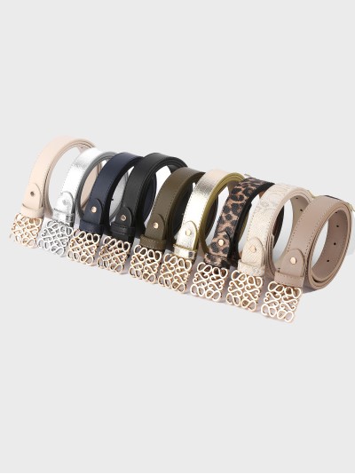 Cinturón polipiel detalle metálico