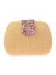 Bolso clutch de fiesta efecto rafia abalorio taupe