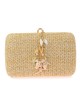 Bolso clutch de fiesta efecto rafia conchas camel