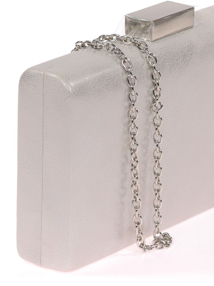 Borsa clutch da sera in ecopelle argento