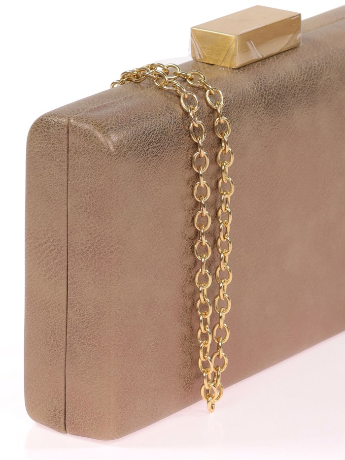 Faux leather clutch taupe