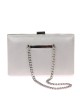 Bolso clutch de fiesta polipiel detalle cadenas plata