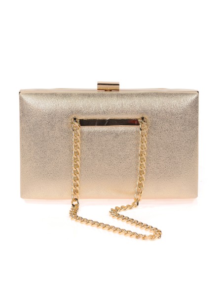Bolso clutch de fiesta polipiel detalle cadenas oro-claro