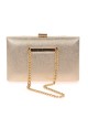Bolso clutch de fiesta polipiel detalle cadenas oro-claro
