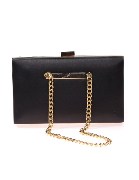 Bolso clutch de fiesta raso cadenas negro