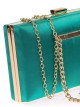 Bolso clutch de fiesta raso cadenas verde