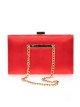 Bolso clutch de fiesta raso cadenas rojo