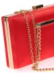 Bolso clutch de fiesta raso cadenas rojo
