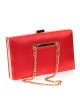 Bolso clutch de fiesta raso cadenas rojo