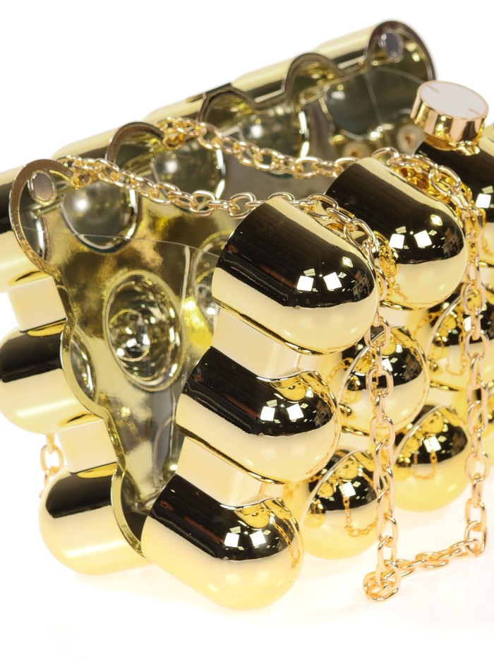 Bolso clutch de fiesta metálico oro