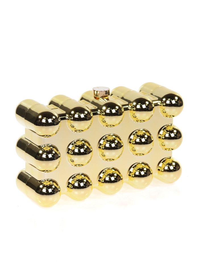 Bolso clutch de fiesta metálico oro