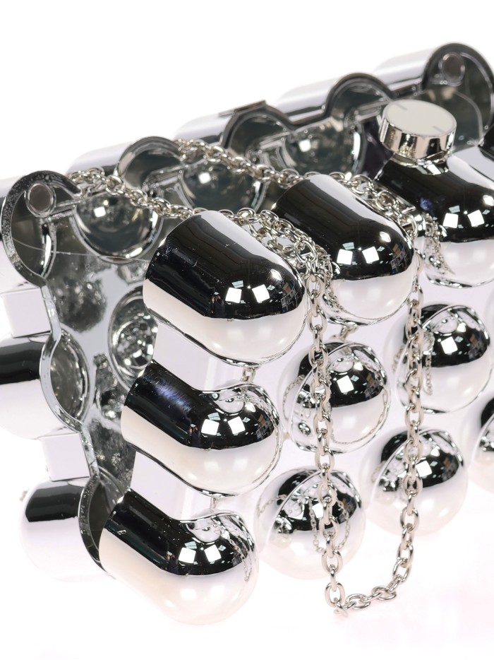 Bolso clutch de fiesta metálico plata