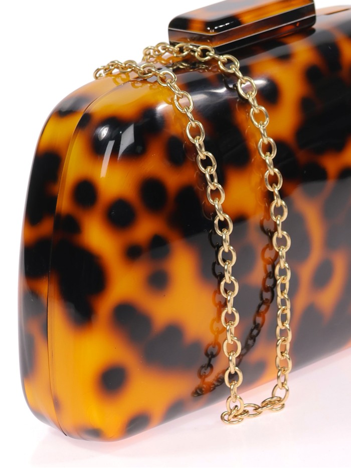 Bolso clutch de fiesta nácar leopardo