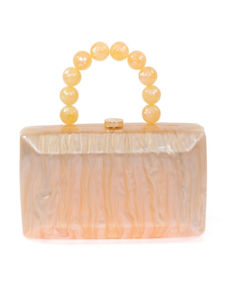 Bolso clutch de fiesta nácar detalle asa oro-claro